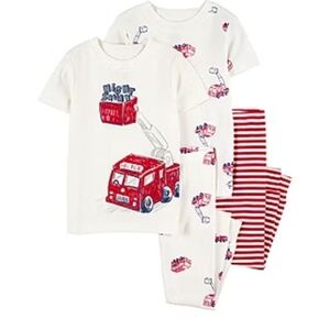 Carter's Red and White Fire Truck Pajama Set